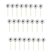 24 PCS Disco Ball Cupcake Toppers Picks Reflective Mirror Cake Decorations Silver