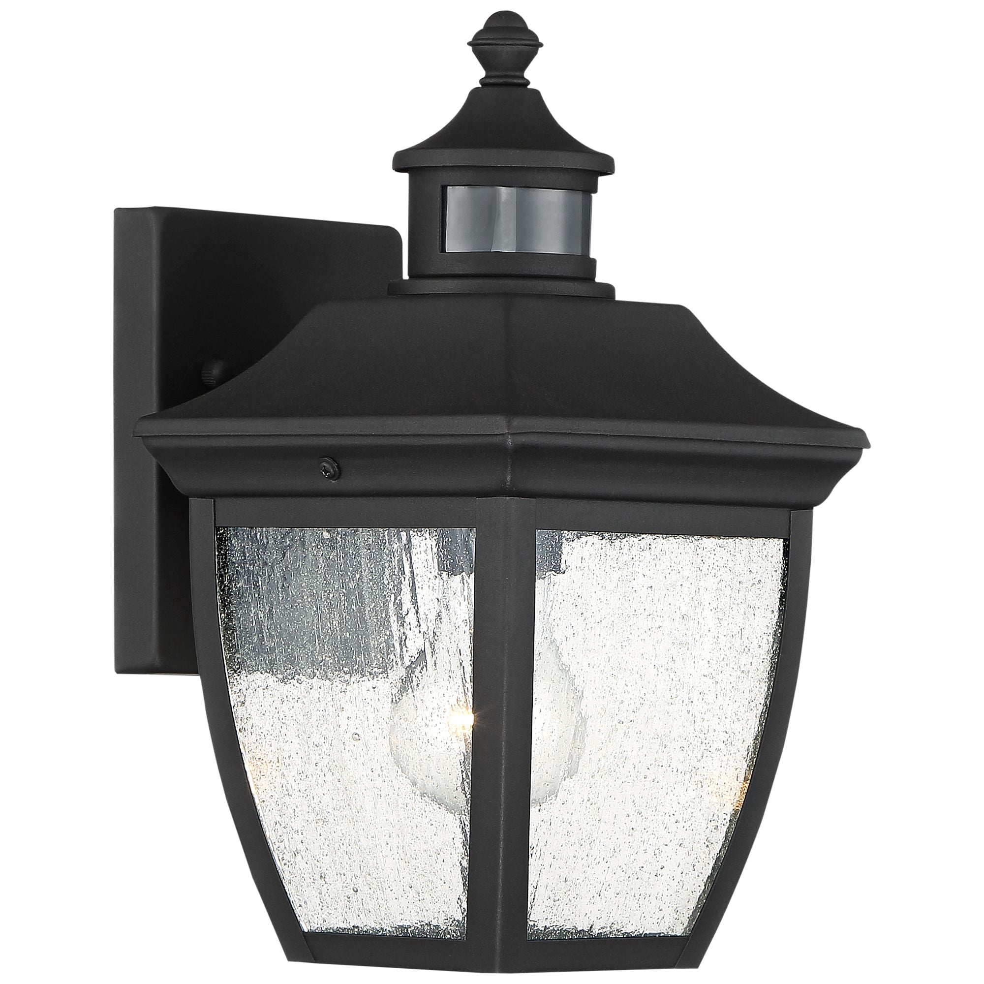 John Timberland Outdoor Wall Light Fixture Black 12" Clear Seedy Glass Motion Security Sensor for Exterior House Porch Patio Deck