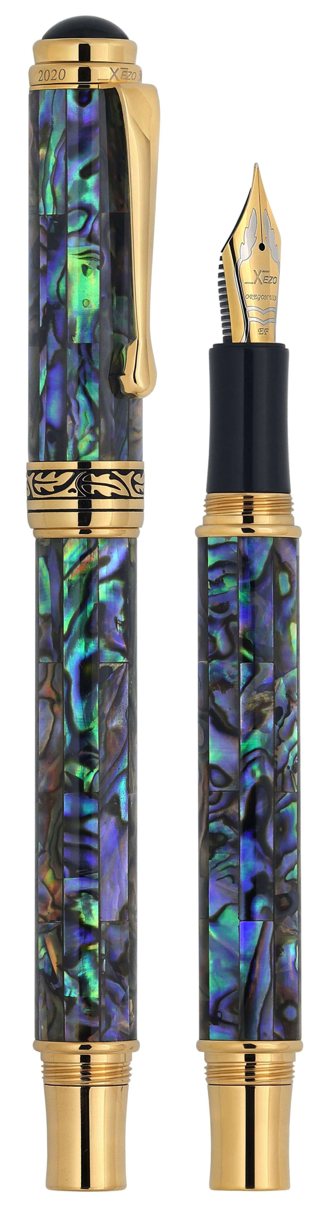 Xezo Xezo Maestro® Paua Abalone Sea Shell Fountain Pen (Extra Fine Nib) - 18K Gold Plated