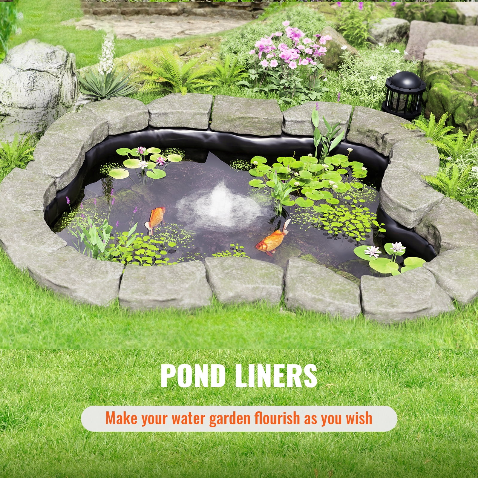 KFFKFF Pond Liner Fish Liner 15 x 20 ft 45 Mil EPDM Easy Cutting Underlayment
