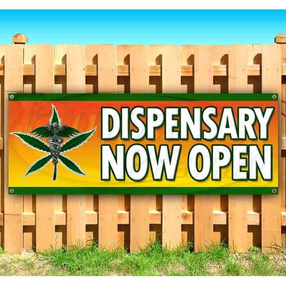 Dispensary Now Open 13 oz Vinyl Banner With Metal Grommets