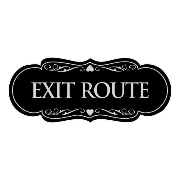 Signs ByLITA Designer Exit Route Sign (Black / Silver) - Medium