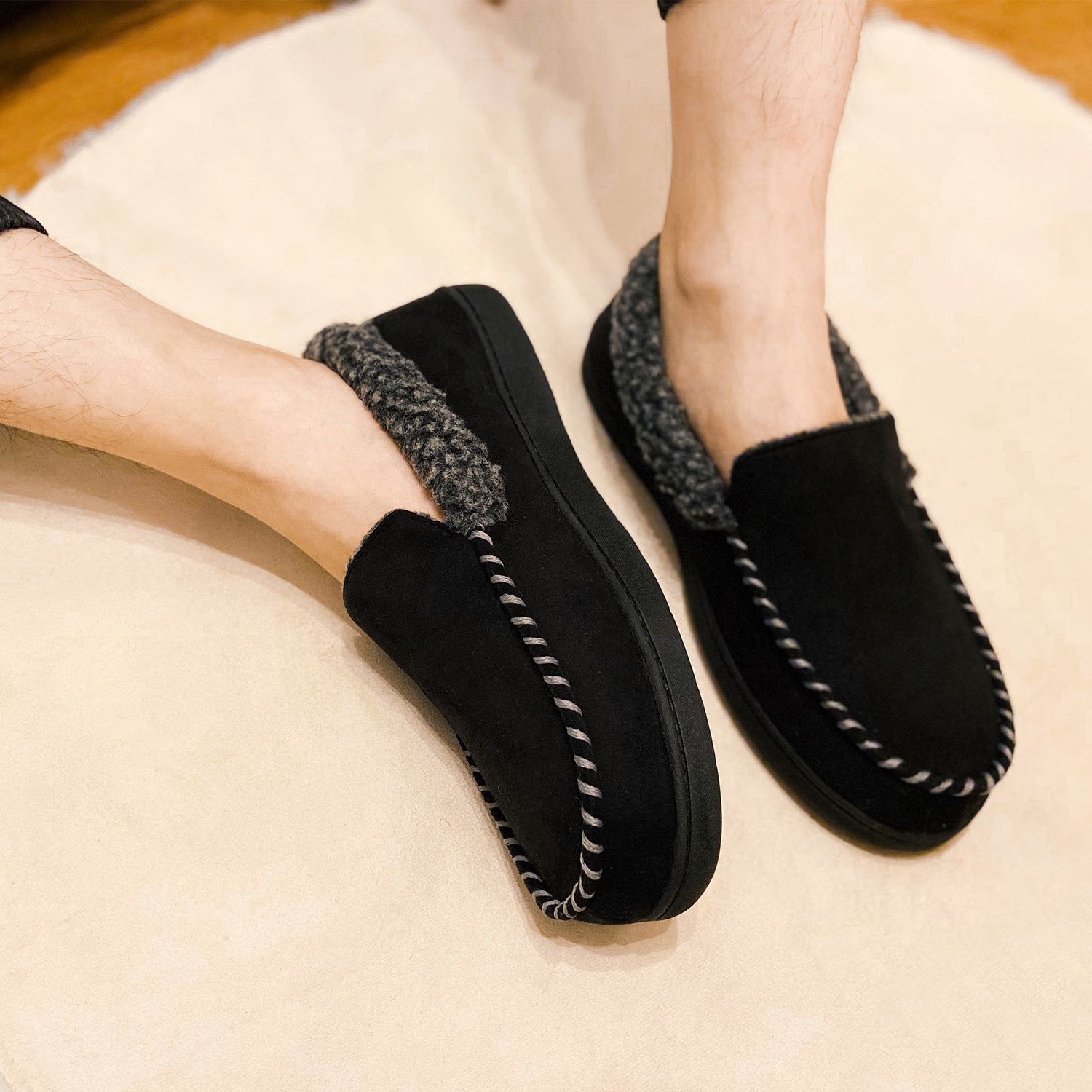 Vonmay Men's Moccasin Slippers with Memory Foam photo 5