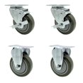 thumbnail image 1 of Polyurethane Swivel Top Plate Caster Set of 4 with 4 Inch Gray Wheels - Includes 2 Swivel with Top Locking Brakes and 2 Rigid - 1400 lbs. Total Capacity - Service Caster Brand, 1 of 4