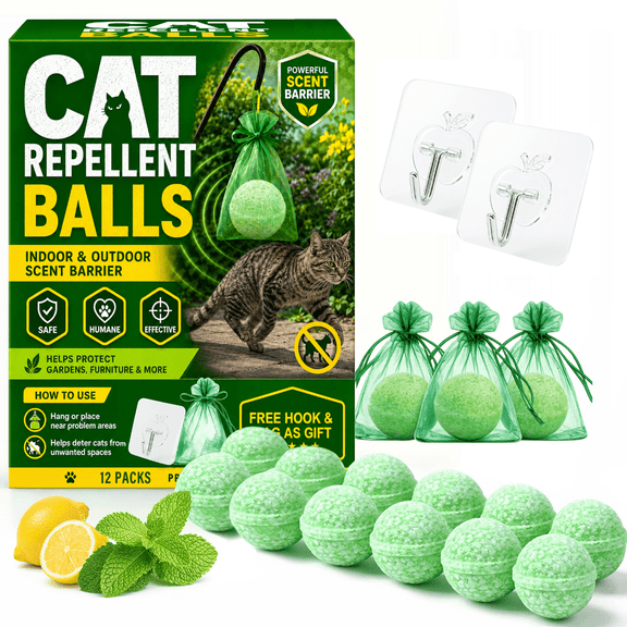 Cat Repellent Outdoor, Cat Repellent Indoor, Cat Scratch Furniture Protector, 12Pack