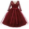thumbnail image 2 of Big Girls' Dress Lace Top Rhinestones Tulle Holiday Christmas Party Flower Girl Dress Burgundy Size 10 (M37BK2), 2 of 2