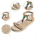 thumbnail image 6 of Modstep Bohemian Wedge Sandals for Women Wide Width Elastic Ankle Strap Slides Summer Platform Woven Beach Walking Shoes Beige 7.5, 6 of 7