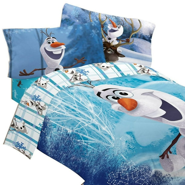 Disney Frozen Bedding Set Olaf Build a Snowman Comforter and Sheet Set