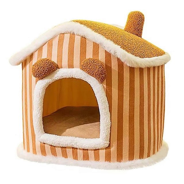 Warm Cat Cave House Shaped Dog Kennel Winter Warm Cat Nest Puppy Cave Cat Hideaway Cute Soft Winter Cat Kennel PetHouse