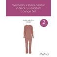 thumbnail image 2 of MeMoi Women's 2 Piece Velour V-Neck Sweatshirt Lounge Set - Womens - Female, Small, Rose, 2 of 7