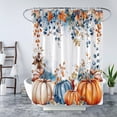 thumbnail image 2 of Pumpkin Shower Curtain Autumn Leaves Fall Shower Curtain Fall 72*72 Shower Curtain Sets Fabric Fall Shower Curtain Blue Teal Fall Scene Shower Curtain Shower Curtain Fall Colors Fall Theme, 2 of 5
