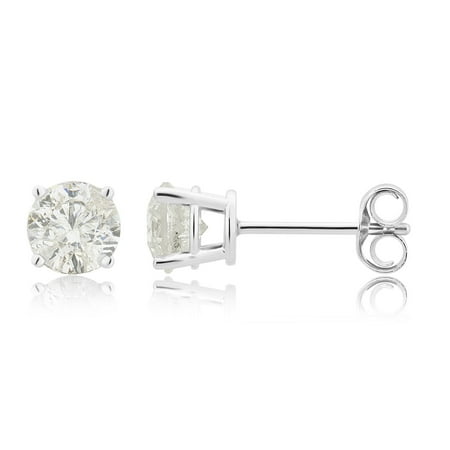 1 1/2 Carat T.W. diamond solitaire 14K White Gold stud earrings.
