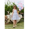thumbnail image 5 of Arshiner Girls' Summer Sundress Blue-floral Boho Spaghetti Strap Ruffled Tiered Midi Dresses Casual Cami Dress Size 12-13Y, 5 of 8