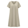 thumbnail image 2 of FAHXNVB Zipper Robes for Women Short Lightweight Knee Length Housecoat with Pockets Short Sleeve Crewneck Pleated Nightgown, 2 of 6