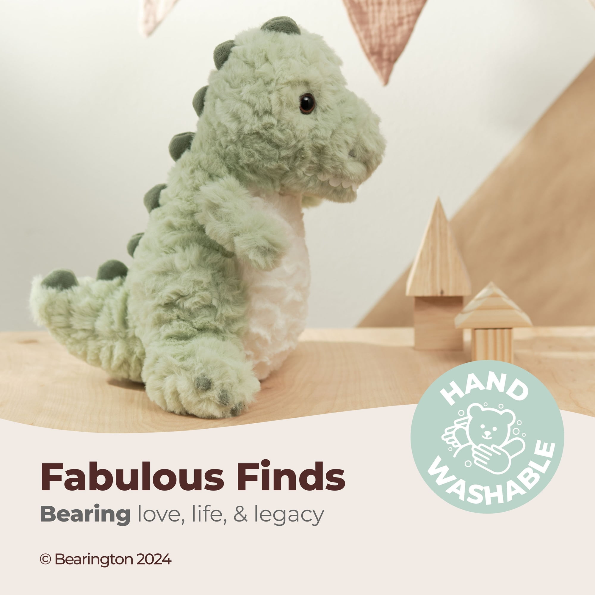 Bearington Dinosaur Stuffed Animal Dinosaur Plush T-Rex Green Dino Stuffy, Cute Plushies for Kids Boys & Girls