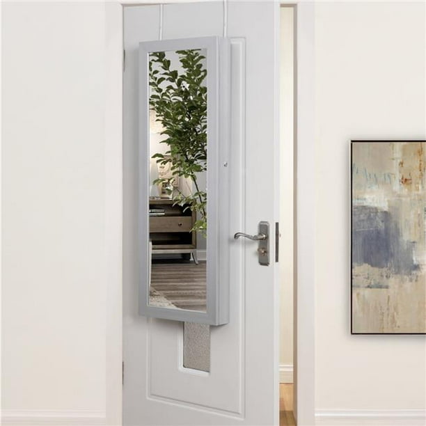 Posh Living Aaliyah Full Length Over The Door Amp Wall Mounted Jewelry Armoire Makeup Storage Organizer Vanity Grey Walmart Com Walmart Com