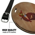 thumbnail image 4 of Cowgirl Pinup Riding Bucking Bull Rodeo Round Leather Luggage Card Suitcase Carry-On ID Tag, 4 of 7