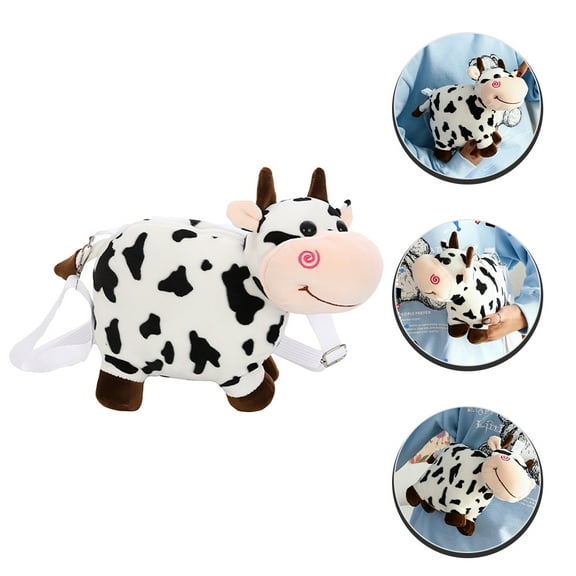 KAKOWELY 1Set Phone Bag Plush Cow Shape Clutch Wallet for Mothers Coin Storage 10.22X4.72X7.07in