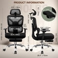 thumbnail image 3 of COOLHUT Ergonomic Mesh Office Chair with Footrest, Big and Tall Computer Desk Chair with Adjustable Lumbar Support, Headrest and Armrest, High Back Home Office Chair for Workspace, 300LBS, Black, 3 of 18