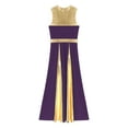 thumbnail image 4 of Doomiva Women Metallic Gold Praise Dance Dress Full Length Liturgical Lyrical Dancewear Worship Dress Purple M, 4 of 7