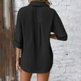 thumbnail image 4 of Yubnlvae Black Women's Cotton Button up Shirt with Rolled Sleeves And 7 Inch Sleeves Women's Summer Casual V Neck Beach Cotton Top, 4Xl, 4 of 8