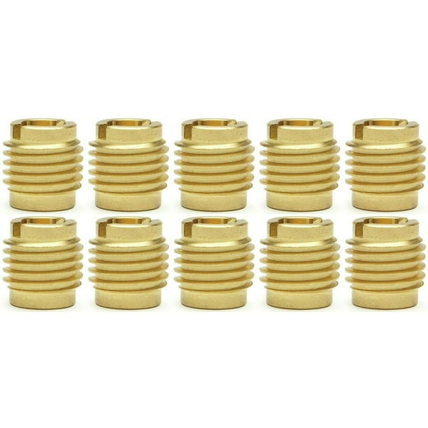 Ten (10) 832 Brass Threaded Inserts For Wood .375" Length (BCP870