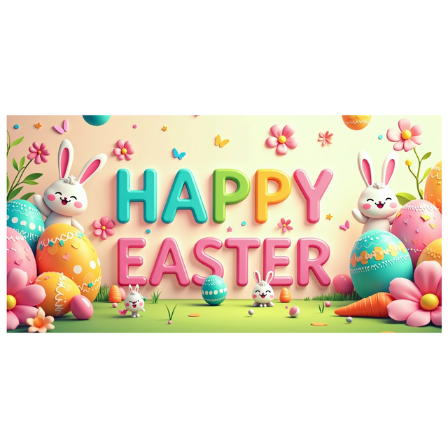 Happy Easter Egg Banner Colorful Spring Decorations Backdrop Festive Party Supplies Photography Props Background Celebration Decor
