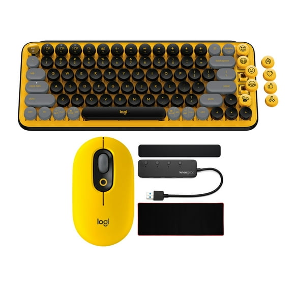 Logitech POP Keys Wireless Mechanical Keyboard and POP Mouse Bundle (Yellow)