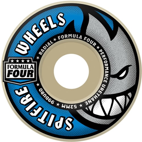 Spitfire F4 Radials Wheels Set White Blue Silver 54mm/99d