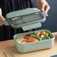thumbnail image 1 of Fiambrera bento de 2 compartimentos para niños y adultos | Recipiente hermético de 1100 ml con cuchara incorporada | Apto para microondas y lavavajillas | Azul marino o verde, 1 of 9