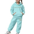 thumbnail image 6 of SJLDQY Girls Outfits Set Casual Letter Print Hoodie Pants Comfy Two Piece Outfit For Toddler Kids Cozy Fall Winter Clothing, 6 of 7