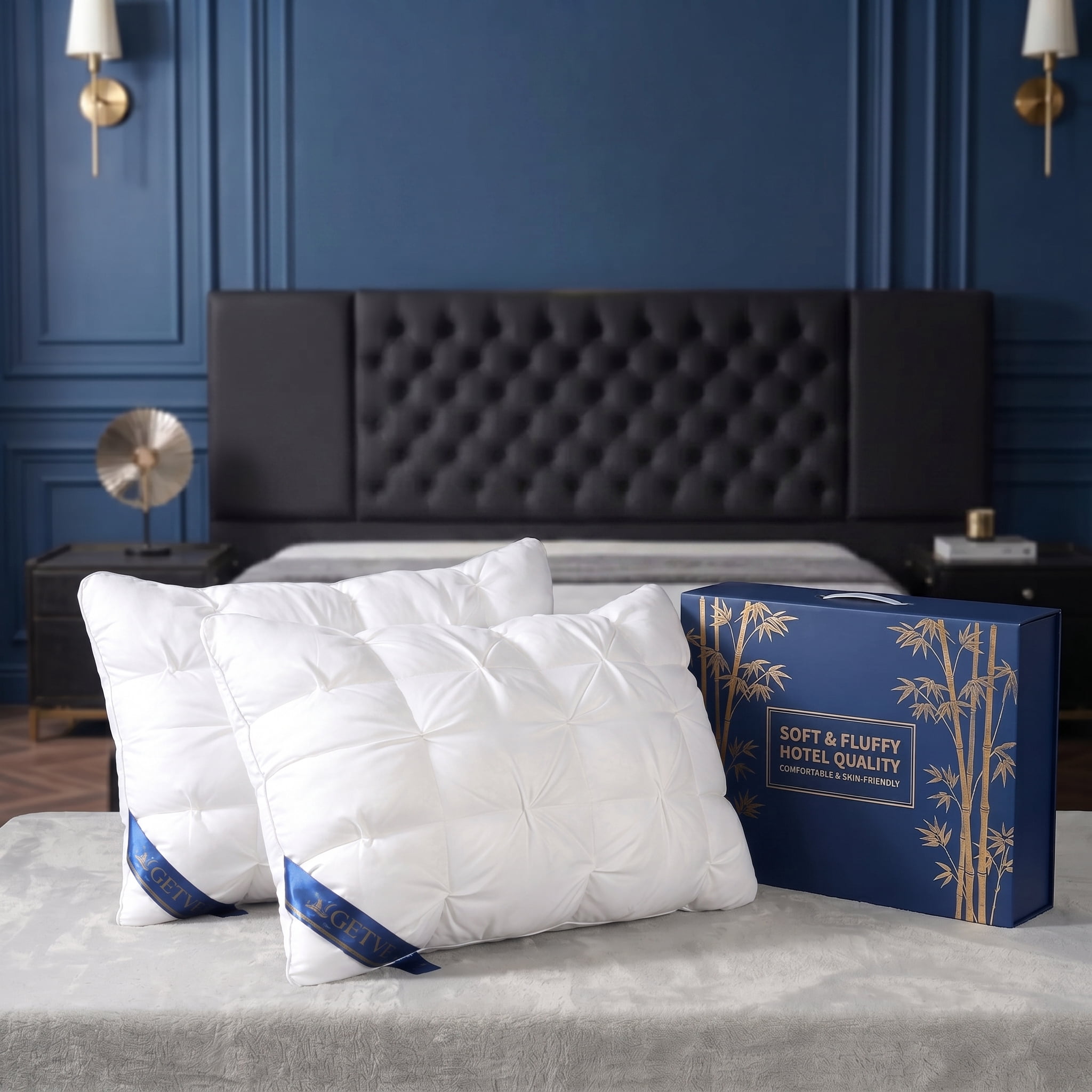 2PCS Hotel Series Luxury Bed Pillows, Ergonomic Neck Support Pillows, Cloud-Like Soft and Fluffy, Breathable and Skin-Friendly Pillowcases, Suitable for Bedroom/Guest Room,White,King size