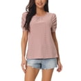 thumbnail image 1 of INSPIRAR CHIC Blusas de Manga Corta Fruncidas para Mujeres, Blusas Elegantes y Casuales con Cuello Redondo, Camisetas de Verano L Rosa Polvoriento, 1 of 5