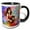 Black/White, variant on 3drose, Redhead Woman in Colorful Dress Hugs Her Cat. Colorful Gift, Charm, 15oz Two-tone Red Mug