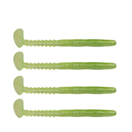 Youthyao 4Pcs Artificial Soft Lures Baits T Tail Soft Baits Paddle Tail Swimbaits Fishing Tackle Lures Enduring