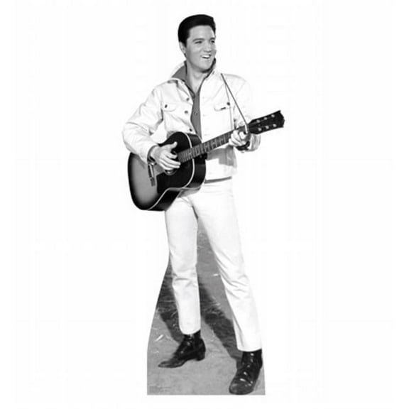 Elvis B&W White Jacket Cardboard Cutout
