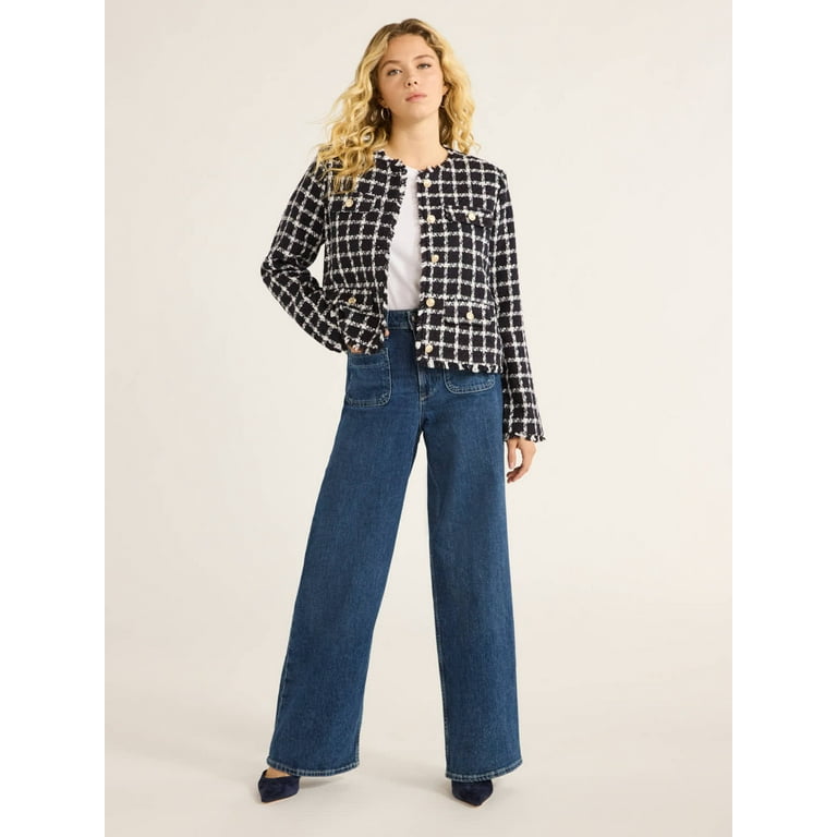 Free Assembly Women's and Women's Plus Tweed Jacket, Sizes Free Assembly Women's and Women's Plus Tweed Jacket, Sizes