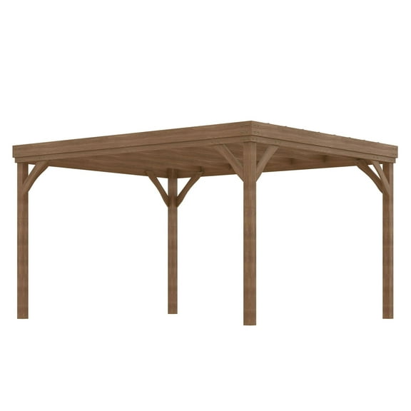 10'x12' Wood Pergola Outdoor, Grape Trellis Gazebo for Patio, Backyard, Deck - Brown Fir Wood with Anchors