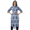 thumbnail image 1 of Moomaya Kurti Tunique Imprimée à Col Mandarin Longueur Genou pour Femmes Vêtements Porter, 1 of 6