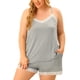 thumbnail image 1 of Conjunto de pijapamujer, talgrande, panel de encaje, cintuelástica, pantalones cortos, rode dormir, rode salón gris 3XL, 1 of 6