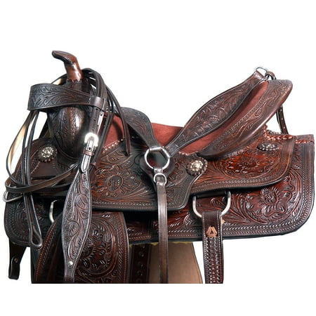 Leather Jumping Saddle - Ant. DARK BROWN 15