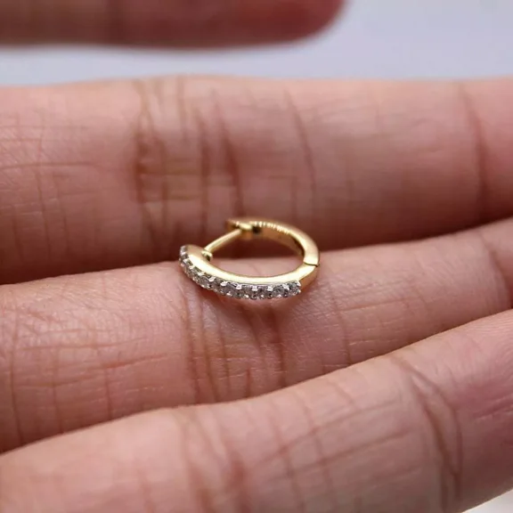 0.15Ct Round Simulated Diamond Single Huggie Hoop Earring 14k Yellow Gold Plated