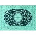 thumbnail image 1 of Ahgly Company Machine Washable Indoor Rectangle Medallion Turquoise Blue Traditional Area Rugs, 4' x 6', 1 of 4