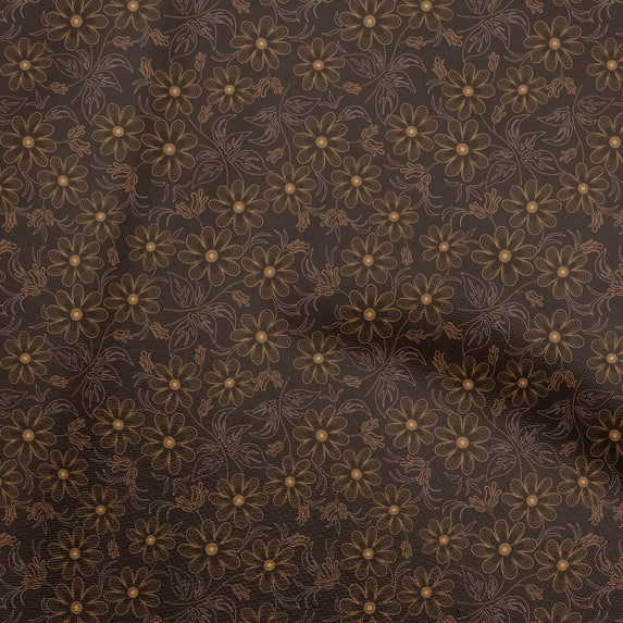 oneOone Viscose Jersey Brown Fabric Floral Sewing Material Print Fabric By The Yard 60 Inch Wide