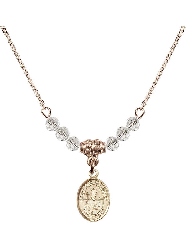 Bonyak Jewelry 18 Inch Rhodium Plated Necklace w// 4mm Jet Birth Month Stone Beads and Saint Medard of Noyon Charm