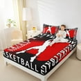thumbnail image 4 of Manfei Basketball Sport Twin Sheet Sets,Ball Game Player Twin Fitted Sheet,Red Black White Flat Sheet For Kids Boys,Super Cozy Room Decorative,3 Pieces, 4 of 7
