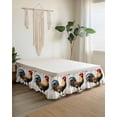 thumbnail image 2 of Retro Rooster Bed Skirt California King Size 16" Drop Realistic Animal Wood Grain Ruffled Wrap Around Bed Skirts Adjustable Elastic Bedskirt Dust Ruffle for California King Size Bed, 2 of 7