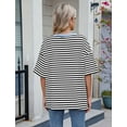 thumbnail image 3 of IWEMEK Women Tops Short Sleeve Crew Neck Shirts Comfort Color Block Casual Trendy Tee Summer Striped Tshirt Size L, 3 of 7