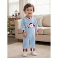 thumbnail image 5 of Cjfdfy Newborn Baby Boy Girl Christmas Romper Outfits Santa Embroidery Striped Crew Neck Long Sleeve Full Length Jumpsuit Fall Winter Clothes 0 3 6 12 18 Months, 5 of 9
