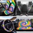 thumbnail image 2 of Yuyamidu Whilpool Tie Dye Car Accessories Sets with Car Seat Covers Steering Wheel Cover Seatbelt Shoulder Pad Trash Can Auto Rear View Mirror Cover Coasters Keychain 13 PCS Car Decor, 2 of 7
